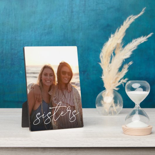 Sisters Handgeschriebenes Skriptüberlagerungs-Vert Fotoplatte (Seite)