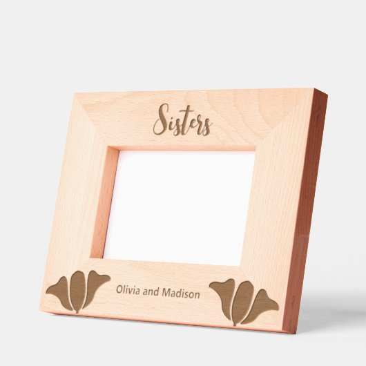 Sisters in Cursive Script Add Names mit Blume Geätzte Rahmen (Links)