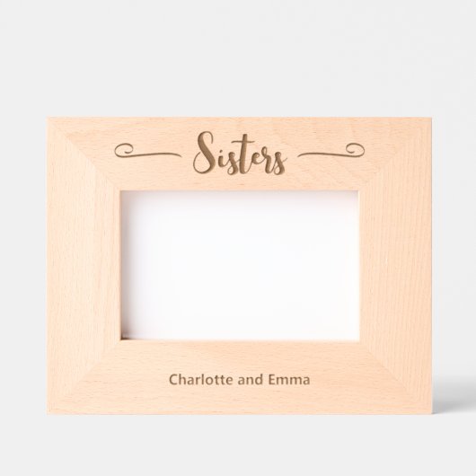 Sisters in Cursive Script mit Namen Geätzte Rahmen (Vorderseite)