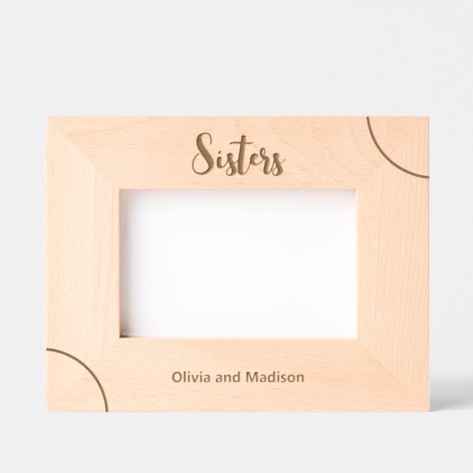 Sisters in Cursive Script und Add Names Geätzte Rahmen (Vorderseite)