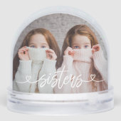 Sisters Liebe Herz Personalisiertes Foto Schneekugeln (Rückseite)