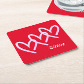 Sisters Liebe Red Heart Square Paper Untersetzer (angewinkelt)