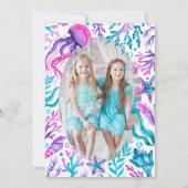 Sisters Mermaid Joint Birthday Party Foto Einladung (Rückseite)