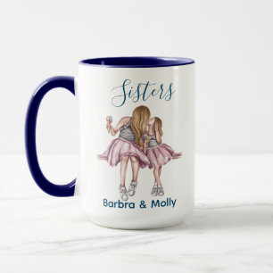 Sisters nennen Simple Modern Blue Customized Tasse