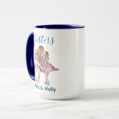 Sisters nennen Simple Modern Blue Customized Tasse (Vorderseite Links)