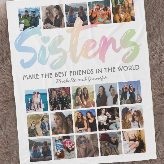 Sisters Pastel Rainbow Foto Fleecedecke