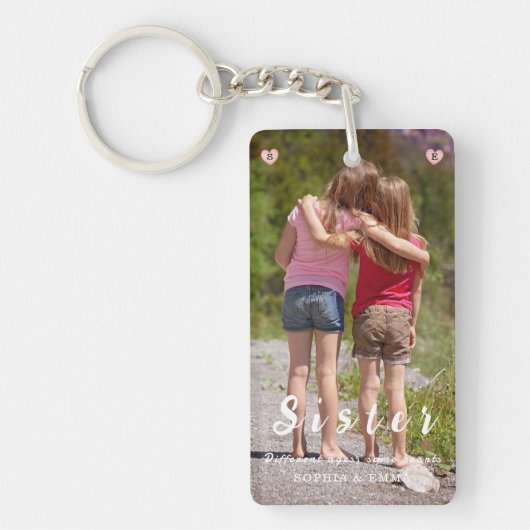Sisters Photo Collage Keychain – Same Hearts Schlüsselanhänger (Vorderseite)