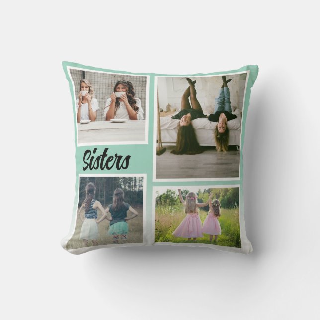 Sisters Photo Collage. The Best Kind of Therapy Kissen (Vorderseite)