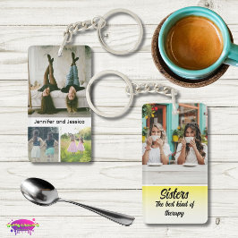 Sisters Photo Collage with Names, Best Therapy Schlüsselanhänger