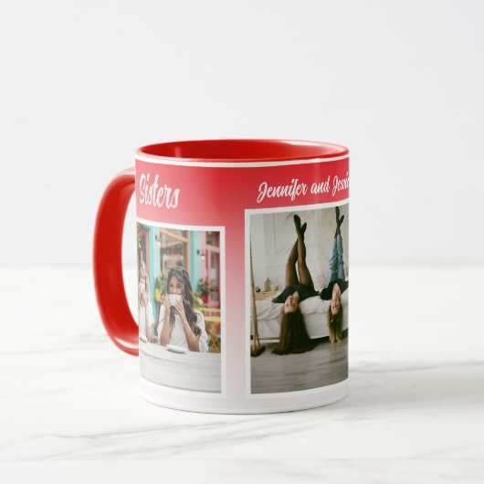 Sisters Photo Collage with Names, Best Therapy Tasse (Vorderseite Links)