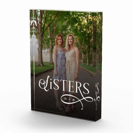 Sisters Photo Personalized Monogram Fotoblock (Rechts)