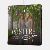 Sisters Photo Personalized Monogram Keramikornament (Links)