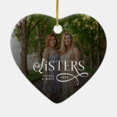 Sisters Photo Personalized Name Gifts Keramik Ornament (Hinten)