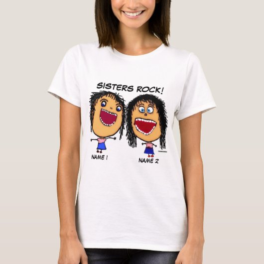 Sisters Rock Cartoon T-Shirt (Vorderseite)
