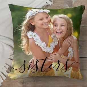 Sisters Schrift Overlay 2 Foto Personalized Kissen