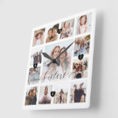 Sisters Script Family Memory Foto Grid Collage Quadratische Wanduhr (Winkel)