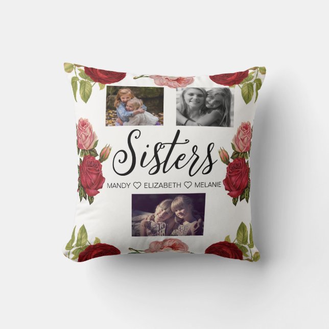 Sisters Script | Geschenk für Schwestern FotoColla Kissen (Vorderseite)