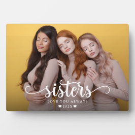 Sisters Script Heart Modern Fotoplatte