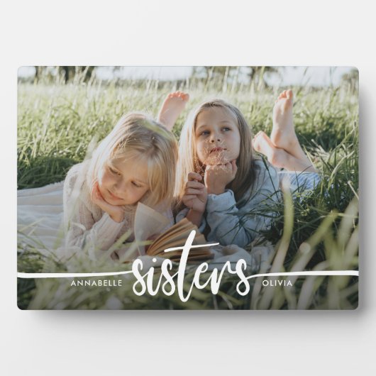 Sisters Script Modernes Foto Fotoplatte (Vorderseite)