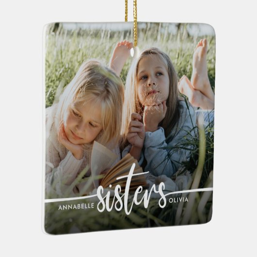 Sisters Script Modernes Foto Keramikornament (Rechts)