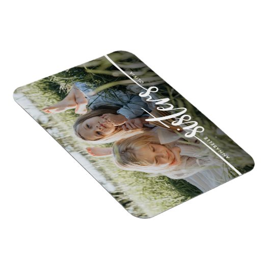 Sisters Script Modernes Foto Magnet (Rechte Seite)