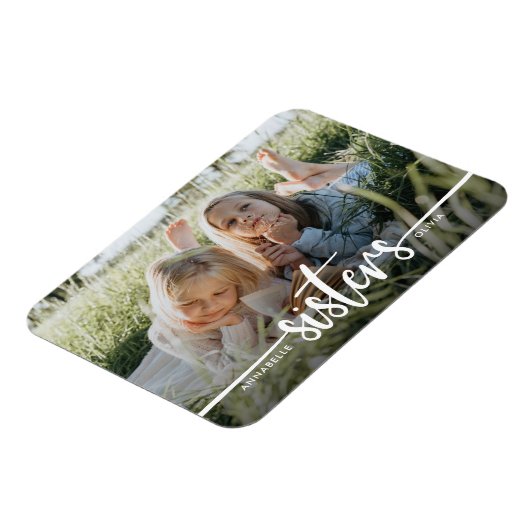 Sisters Script Modernes Foto Magnet (Linke Seite)