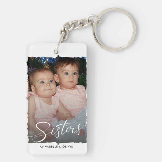 Sisters Script Modernes Foto  Schlüsselanhänger (Rückseite)