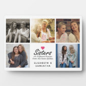 Sisters Script Quote Hot Pink Heart Foto Collage Fotoplatte (Vorderseite)