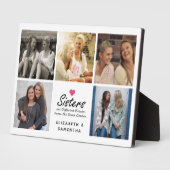 Sisters Script Quote Hot Pink Heart Foto Collage Fotoplatte (Seite)