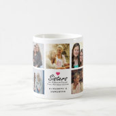 Sisters Script Quote Hot Pink Heart Foto Collage Kaffeetasse (Mittel)