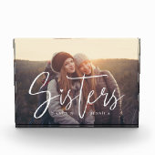 Sisters Script Typographic Overlay Family Erinneru Fotoblock (Vorderseite)