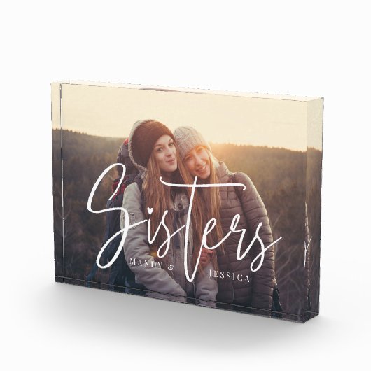Sisters Script Typographic Overlay Family Erinneru Fotoblock (Rechts)
