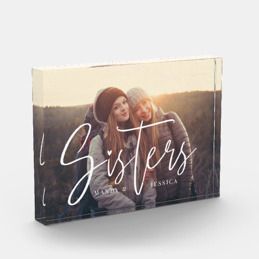 Sisters Script Typographic Overlay Family Erinneru Fotoblock (Links)