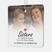 Sisters Script Zitat Hot Pink Heart Foto Keepake Keramikornament (Links)