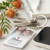 Sisters Script Zitat Hot Pink Heart Foto Keepake Schlüsselanhänger (Vorderseite rechts)