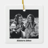 Sisters Simple Modern Minimalistisches Foto Weihna Keramikornament (Vorderseite)