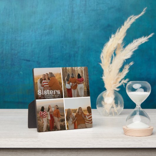 Sisters Trendy Typografy 4 Foto Keepake Fotoplatte (InSitu)
