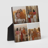 Sisters Trendy Typografy 4 Foto Keepake Fotoplatte (Vorderseite)