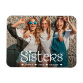 Sisters Typography Script Foto Magnet (Horizontal)