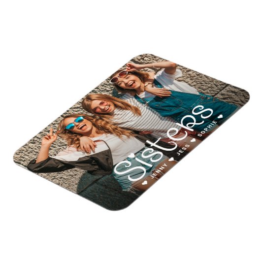 Sisters Typography Script Foto Magnet (Linke Seite)