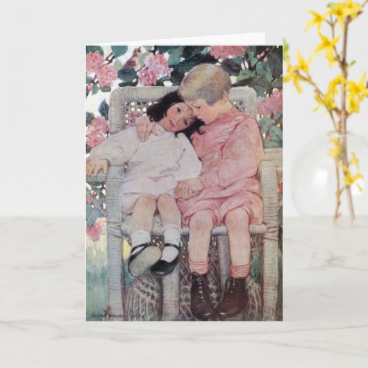 Sisters under Blossoms, Jessie Willcox Smith Karte (Gelbe Blume)