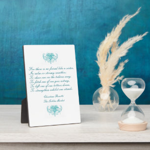 Sisters Vintage Poem by C. Rosetti in blue ink Fotoplatte