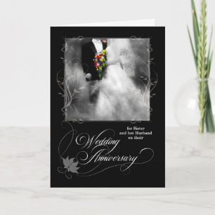 Sisters Wedding Anniversary Black and White Karte