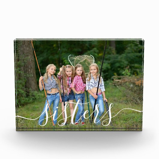 Sisters White Script Overlay Custom Fotoblock (Vorderseite)