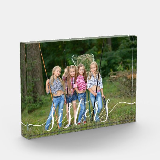Sisters White Script Overlay Custom Fotoblock (Links)
