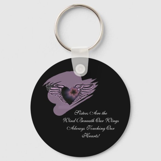 Sisters Winged Heart Keychain Schlüsselanhänger (Vorderseite)