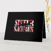 Sistersaurus Dinosaur Floral Sister Saurus Mütter Karte (Gelbe Blume)