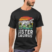 Sistersaurus Funny T Rex Dinosaur Sister Saurus Fa T-Shirt (Vorderseite)