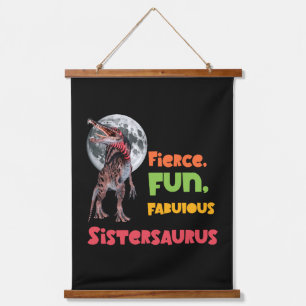 Sistersaurus Matching Sisters Dino-Mannschaft Desi Wandteppich Mit Holzrahmen