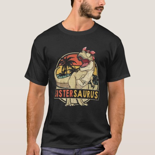 Sistersaurus Retro Rex Dinosaur Sister Family Matc T-Shirt (Vorderseite)